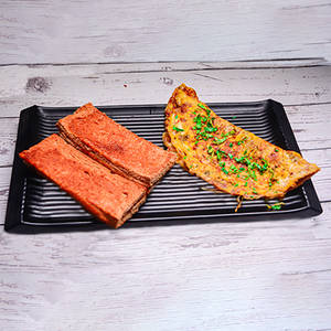 Masala Omelette (2 Eggs) with 2 Slice Toasted Bread