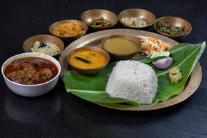 Assamese Thali With Mutton Curry