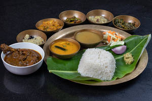 Assamese Thali With Local Chicken Curry