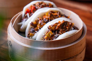 Assorted Mushroom In Spicy Korean Kimchi Open Bao