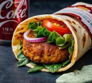 Zingy Spicy Paneer Patty Roll + Coke (300Ml)