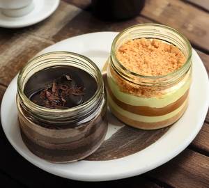 Chocolate n butterscotch jar cake duo [2 pieces]