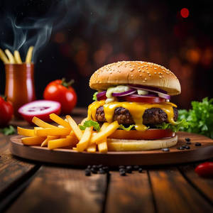 Veg Cheese Burger And French Fries Combo