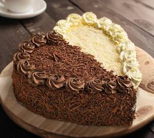 Eggless black forest bliss heart shape cake
