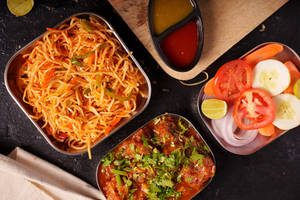 Schezwan Noodles + Veg Gravy Manchurian
