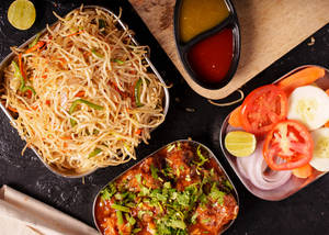 Veg Noodles + Veg Manchurian