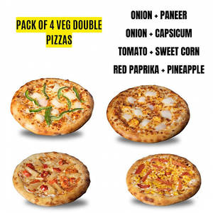 Pack Of 4 Veg Double Pizzas