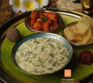 Savory spinach oats bowl meal