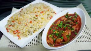 Chicken Manchurian Fried Rice (With Gravy)