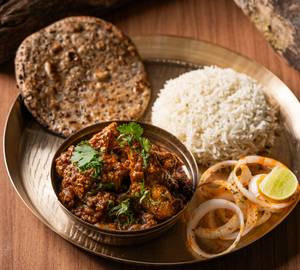 Ghavran Mutton With Rice And Multigrain Rotla