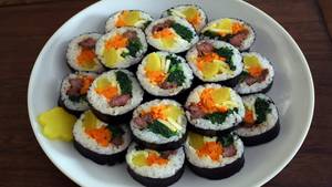 Chicken Sausage Kimbap