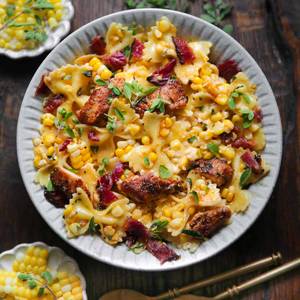 Corn and chicken pasta