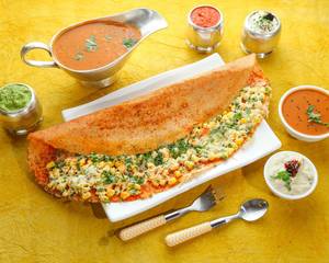 Cheese Aloo Sweet Corn Masala Dosa