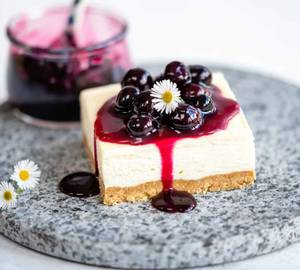 Eggless Blueberry Cheesecake Slice