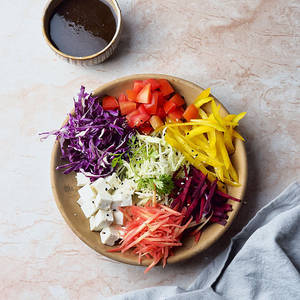 Roasted Sesame Paneer Salad With Balsamic Vinaigrette Dressing