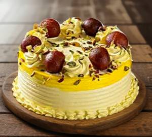 Eggless Gulab Jamun Cake