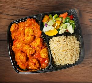 Soya Chunks + Rice +Salad Meal (150Gm + 100Gm + 100Gm )