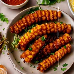 Golden fried baby corn