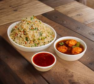 Chilli Chicken Gravy with Fried Rice 