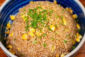 Corn & Asparagus Jasmine Rice With Burnt Garlic