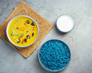 Blue Pea Jasmine Rice With A Thai Curry Of Your Choice