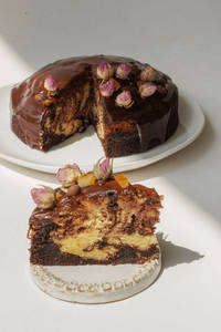 Chocolate Orange Marble Cake Slice