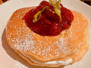 Strawberry Compote & Cream Pancakes