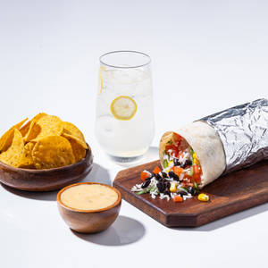 Burrito Combo: Burrito + Drink + Chips with Queso