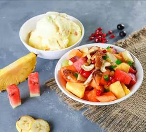 Mixed Fruit Salad with Butterscoth Ice Cream