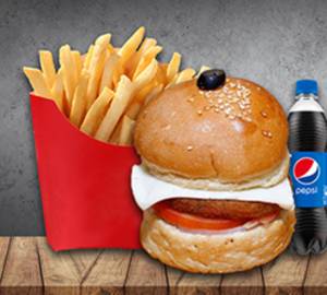 Cheese Burger With French Fries+Coke 250Ml
