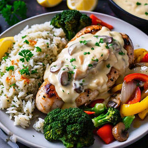 Cheesy Chicken Steak & Herb Rice