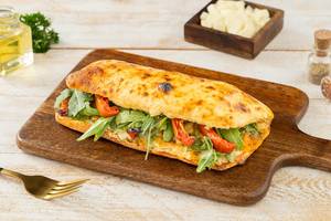 Pesto Sundried Tomato Sourdough Panuozzo Sandwich