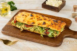 Pesto Pulled Chicken Sourdough Panuozzo Sandwich