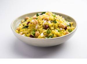 Aloo Poha With Chhole