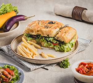 Mediterranean Golden Focaccia Sandwich