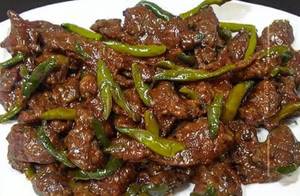 Mutton Liver Green Chilli Fry