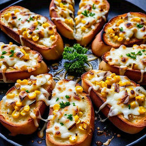 Cheesy Corn & Onion Garlic Bread