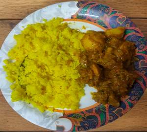 Basanti pulao+chicken kasha