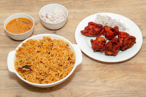 Chicken biryani with chicken 65