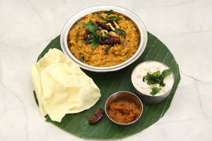 Bisibele Bhat+curd Rice+aplam+kesri