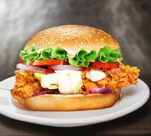 Premium fried chicken burger