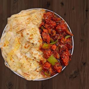 Chilli chicken with lachha paratha [2 pc]