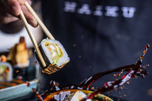Tempura Soft Shell Crab Roll In Spicy Youki Mayo Sauce