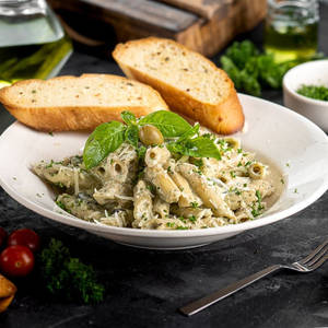 Penne Basil Pesto And Cheese Sauce