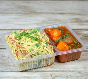 Veg Hakka Noodles [500 ml] and Veg Manchurian Gravy [4 Pieces]