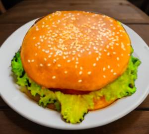 Cheese Paneer Burger with fries