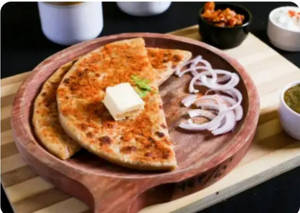 Mix Paratha With Curd & Pickle