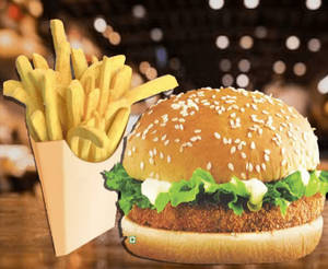 Veg Burger With Fries