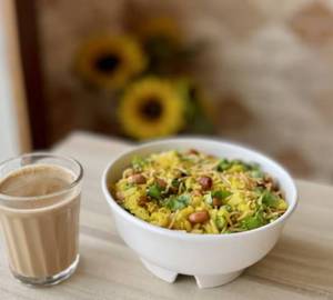 Poha with tea