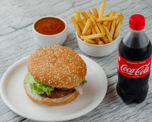 Aloo Tikki Burger With Fries And Coke(200ml)